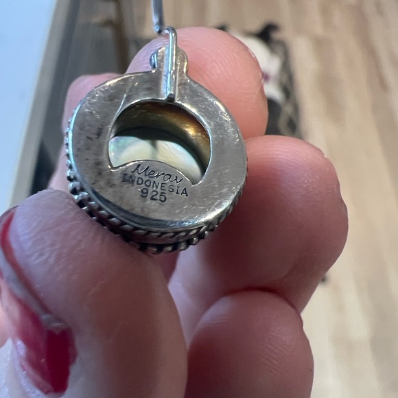 Merav Indonesia 925 Sterling Silver & Rainbow Moonstone Artisan Dangle Earrings - Picture 2 of 3